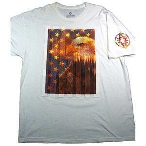 AKADEMIKS JEANIUS LEVEL Men XL American Bald Eagle & Flag T-Shirt‎ NEW